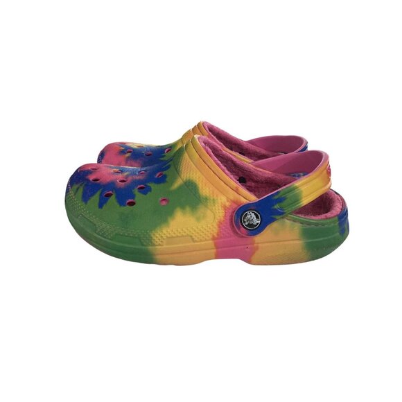 Crocs Classic unisex size Women's 6 men 4 Multicolor Tie-Dye lined Clog Shoes - Picture 3 of 8